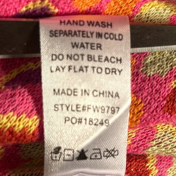 FATE SZ L Bright Pink Abstract Mock Neck Sweater Comfy Art to Wear Colorful - Picture 8 of 8